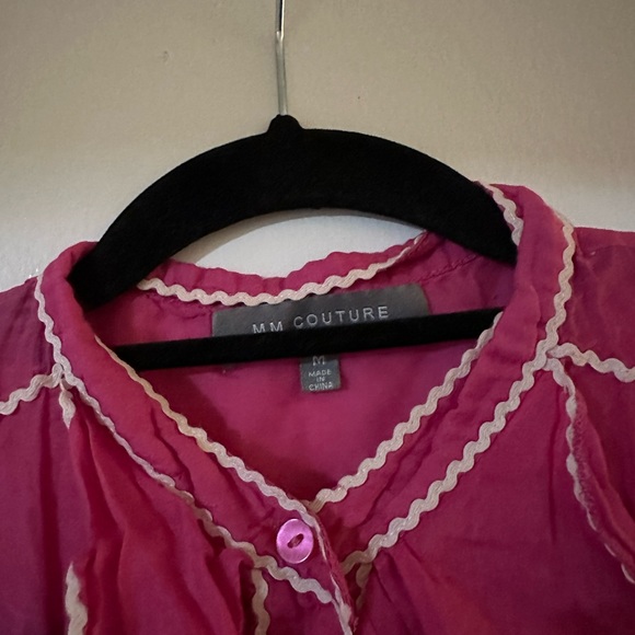 " MM Couture" Women's Medium Pink Button Up Blouse 35% Silk - Picture 5 of 9